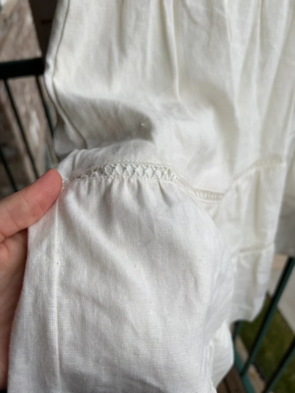 🆕 Taylor Porcelain White Linen Blend Tiered Dress Size 10, 12 Boho Mini Dress - Picture 10 of 17